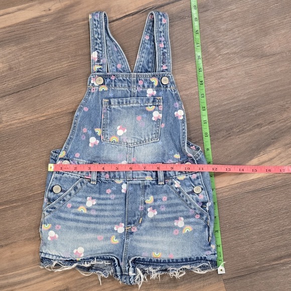 Girls GAP Disney Minnie Mouse Denim Jean Shorts Rainbow Overalls Shortalls 5 - Picture 4 of 8
